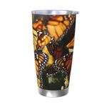 RLDOBOFE 20oz Tumbler with Lid and Straw Monarch butterflies Travel Coffee Mug Stainless Steel Vacuum Insulated Coffee Tumbler Cup for- Keep Hot Cold Drinks Gifts for Men Women