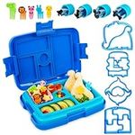 Kids Lunch Box with Compartments, Sandwich/Veggie Cutters, Fruit Forks - Leak-Proof BPA-Free Bento Lunch Box for Kids - Lunchbox for Kids School, Childcare - Divided Toddler Food Snack Boxes - Blue…