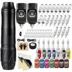 Hawink Tattoo Gun Kit Wireless Tattoo Machine kit with Power Supply 1600mAh LCD digital Lithium 2PCS Battery Complete 20Pcs Cartridge Needles14 inks EM155KITP155-1