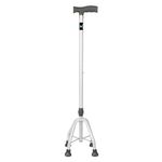 Dr. TORSO Premium Four-Leg Walking Stick with Self Standing Base and Adjustible Height, Stainless-Steel Body for Men/Women, Patients, Old People (Grey)