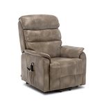 More4Homes BUCKINGHAM ELECTRIC RISE RECLINER LEATHER AIR RISER SOFA ARMCHAIR LOUNGE CHAIR (Stone)