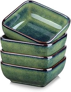 vancasso Stern 6 Oz Dipping Bowls, 3.7 Inches Ceramic Soy Sauce Dish, Square Side Dishes, Small Appetizer Plates Set of 4, Green