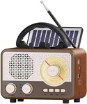 Radio Portable AM FM SW Bluetooth Speaker Vintage Radios with Phone Stand TF Card/AUX/USB Small Retro Radio Battery Powered&Solar for Outdoor Old Vintage Decor Birthday Gifts for Women,Men,Dad