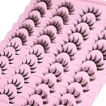 Manga Lashes Natural Look Anime False Eyelashes 20 Pairs Clear Band Individual Wispy Fake Eyelashes Strip Spiky DIY Cluster Lashes Extension C Curl Cat Eye Lashes Pack