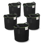 Home Decor Inspo Ltd Grow Bags for Vegetables, 5 Pack 10 Gallon Large Growing Bags, Breathable Fabric Planter Container for Vegetables Flowers Herbs Potato Tomato Carrot Strawberry, (Black)