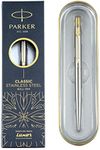 Parker Moments Classic Gold Trim Ball Pen, Silver