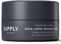 SUPPLY Ultra Lather Shaving Cream Fragrance Free - Hypoallergenic Formula for Men - 3.4 Oz Jar - Naturally Soothes and Protects, Guards Against Razor Burn and Irritation