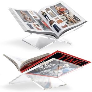 Acrylic Book Stand for Display, Large Book Holder 12.2"x9"x5.1" for Display and Reading, Book Display Stand, Open Bookstand for Cookbook, Bible, Coffee Table Book, Microfiber Cloth Included, Clear