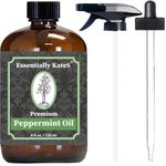 Peppermint Essential Oil 4 oz. with Detailed User's Guide E-book and Glass Dropper by Essentially KateS