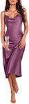 Ekouaer Women's Sleepwear Silk Pajamas Dress Satin Sleeveless Cami Party Dress New Year's Eve Outfits Dark Pink