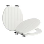 Harbour Housewares Soft Close Toilet Seat - White - Pack of 2 - Oval-Shaped Wooden Toilet Seat Antibacterial Loo Seat with Universal Chrome Hinges, Fixings & Fittings