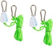 2 Pairs of Ratchet Pulley Hangers - Heavy Duty Rope Clip Hanger | For Greenhouse Garden and Indoor Hydroponic Gardening, LED Grow Lights, Plant Growing Tent | For Hanging Fan, Exhaust System, Lighting