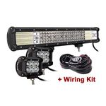 SKYWORLD 20 inch 510W Car LED Light Bar with 12V Wiring Harness Kit, 2 Pcs 4 inch 18W Spot Led Pods Light, Offroad Bar Lamp Driving Fog Lights for Trucks Tractor 4x4 4WD ATV UTV SUV, 6000K White