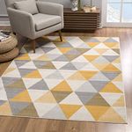 Rug Branch Savannah 9' x 12' (9'2" X 12'5") Mid-Century Modern Indoor Area Rug, Geometric, Yellow Beige - Living Room, Bedroom, Dining Room, and Kitchen