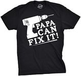 Mens Papa Can Fix It Tshirt Funny Dad Fathers Day Power Tool Tee For Guys (Black) - XXL