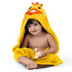 LuvLap Hooded Baby Bath Towel for New Born, Super Soft, Made with Super Soft and Highly Absorbent 100% Zero Twist Cotton, Can be Used for Baby Swaddling (Yellow Chicken)