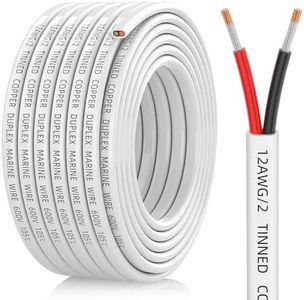 CONEPY 12 Gauge Marine Wire, 12/2 Wire Duplex Marine Grade Wire, IP68 Waterproof/Oxygen-Free Tinned Copper Stranded PVC Cord, 12 AWG Electrical Wire for Boat/Automotive/RV/Solar/LED Strips (30FT-9M)