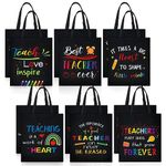 Aliceset 12 Pcs Teacher Appreciation Gifts Teacher Canvas Tote Bags in Bulk for Women Christmas Back to School Gifts(Black)