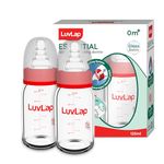 LuvLap Essential Slim Neck Glass Feeding Bottle, 125ml, 0m+/Babies Upto 3 Years, Made of Borosilicate Glass, BPA Free, Ergonomic Shape is Easy to Hold, with Anti Colic Nipple, Pack of 2, White & Red