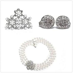 Utopiat Flapper Costume Jewelry Set-Audrey Hepburn Style Bridal Pearl Jewelry Set (3-6 years)