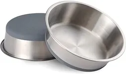 Leashboss Non-Slip Stainless Steel Dog Bowl with Rubber Base, Large 8 Cup / 64 Oz Size, Modern Brushed Interior & Exterior, Non-Skid Dish for Medium & Large Dogs (Gray, 2-Pack)