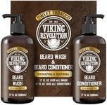 Viking Revolution Beard Wash and Beard Conditioner for Men with Argan Oil and Jojoba Oil - Beard Softener and Strengthener Beard Care Beard Shampoo and Conditioner with Beard Oil (17oz, Sweet Tobacco)