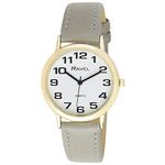 Ravel Women's Easy Read Watch with Big Numbers - Grey/Gold Tone/White Dial