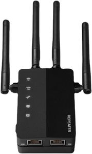 WiFi Extender Signal Booster with Dual Band 5GHz/2.4GHz, WiFi Booster Up to 12880 Sq. ft and 105 Devices, WiFi Booster with Ethernet Port, WiFi Extenders Signal Booster for Home and Outdoors(Black)