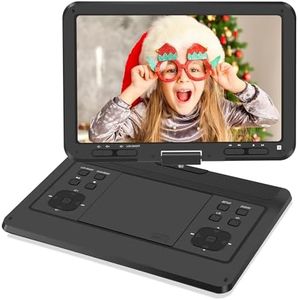 16.9'' Portable DVD Player with 14.1” HD Large Swivel Screen, DVD Player Portable with Screen Buttons for Easy Control, 6 Hrs Battery, Car Charger, Region Free, Support USB/SD Card, Black