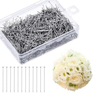 Shappy 4000 Pieces 1 1/16 Inch Head Pins Bouquet Pins Diamond Head Pins for Craft 1 1/16 Inch Fine Satin Pin Dressmaker Pins for Jewelry Making, Sewing and Craft, Stainless Steel