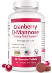 Cranberry D-Mannose Urinary Tract Support - Bladder Health Supplement for Dogs and Cats - 60 Tablets