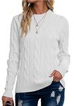 Breampot Women Cable Knit Jumper Casual Basic Long Sleeve Pullover Sweater Tops(White,X-Large)