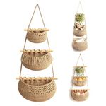 MeYuxg Wall Hanging Storage Baskets-Cotton Rope Storage Basket Boho Wall Hanging Decor- Back of Door Hanging Storage Organiser For Space Storage in Kitchen, Living room and Bedroom