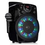 WICKED GIZMOS Karaoke Boombox Machine with Amplifying Speaker, Microphone and LED Lighting Effects with CD Player, Bluetooth and AUX Inputs and RCA Video Out