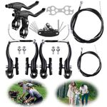 ICOUVA 1 Pairs Bike Brakes,Universal Complete V Bike Brakes Set,Mountain Bike Replacement for Most Bicycle,Road Bike Brakes Cables with Front Back Wheels Bike Brake Levers and All Fixings