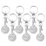 6pk Trolley Coin Keyring UK Set | Shopping Trolley Token Keyrings | Trolley Tokens for Supermarket Cart Trolley Key | New Pound UK Coin Trolley Token | Trolly Shopping Coin | Trolley Coins Key Ring