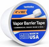 Vapor Barrier Tape - 4 inch x 180' Roll, Made in USA, White Polyethylene Tape for Crawl Spaces & Moisture Barriers, Waterproof Seal & Seam Tape for Underlayment, Insulation, and Plastic Liners