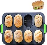 PDJW Loaf Pan,8 Cavities Silicone Baking Pan, Bread Pans for Baking, Non-stick Easy Clean French Bread Mold, Pefect Bread Baguette Pan for Various Types of Homemade Baking