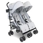 My Babiie MB12 Double Stroller – Twin Pushchair from Birth to 15kg (Approx. 3 Years), Lightweight, Compact Umbrella Fold, Travel Buggy with 2 Cup Holders, Rain Cover – Grey