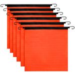 Safety Flag with Hook 6 Pack 18 x 18 Inch - Bright Orange Mesh Warning Flag, Heavy Duty, Oversize Warning Flag with Vinyl Welt, Bungee Cord, and EZ Hook for Trailer and Pilot Cars