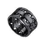 Bandmax 11MM Wide Chunky Hip Hop Ring For Men Black Cuban Link Chain Rings Cool Fasion Bike Rings Size 9