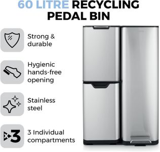 Tower Steel Pedal Bin – Silver Waste Bin