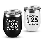 25th Anniversary Wedding Gifts for Couple Wife Husband Gifts for Silver Anniversary Twenty Five Years Anniversary Decorations 25 Years Marriage Gifts for Parents 2 Pack Wine Tumbler 12 OZ