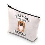 PLITI Pekingese Gift Pekingese Lover Gift Pekingese Dog Mom Makeup Bag Just A Girl Who Loves Pekingese Travel Pouch(Girl loves PekingeseU)