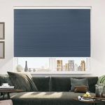 Allesin Cellular Honeycomb Blinds White Blue Blackout 35" W x 64" H Single Cell Pleated Shades Cordless Easy Lift Room Darkening Inside & Outside Mount for Windows