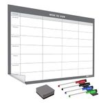 WallTAC A3 Weekly Planner Whiteboard Sticker for Wall | Made in The UK | Easy-to-Remove Dry Wipe Calendar with Reusable Adhesive | Family Meal Planner or to Do List for Home and Office [43 x 30cm]