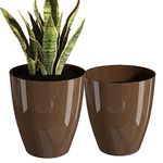 10 inch Planters for Indoor & Outdoor Plants, 2 Pack Sturdy Plant Flower Pots Modern Decor for Front Porch Patio Deck Living Room