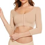 KSKshape Arm Shaper for Women Post Surgery Arm Lipo Compression Sleeves Front Closure Shapewear Bra Posture Corrector Tank Top,Beige,M