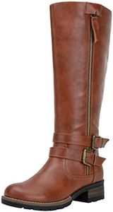 Jeossy Women's 9660 Knee High Boots | Tall Riding Boots with Outer Decorative Zipper, Two Zipper-9660-brown, 11