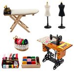 1 :12 Scale Miniature Sewing House Scene Model Accessories Simulation Vintage Sewing Machine, Sewing Box, Ironing Board